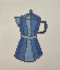 Italian coffee pot hand painted needlepoint canvas on 13 mesh