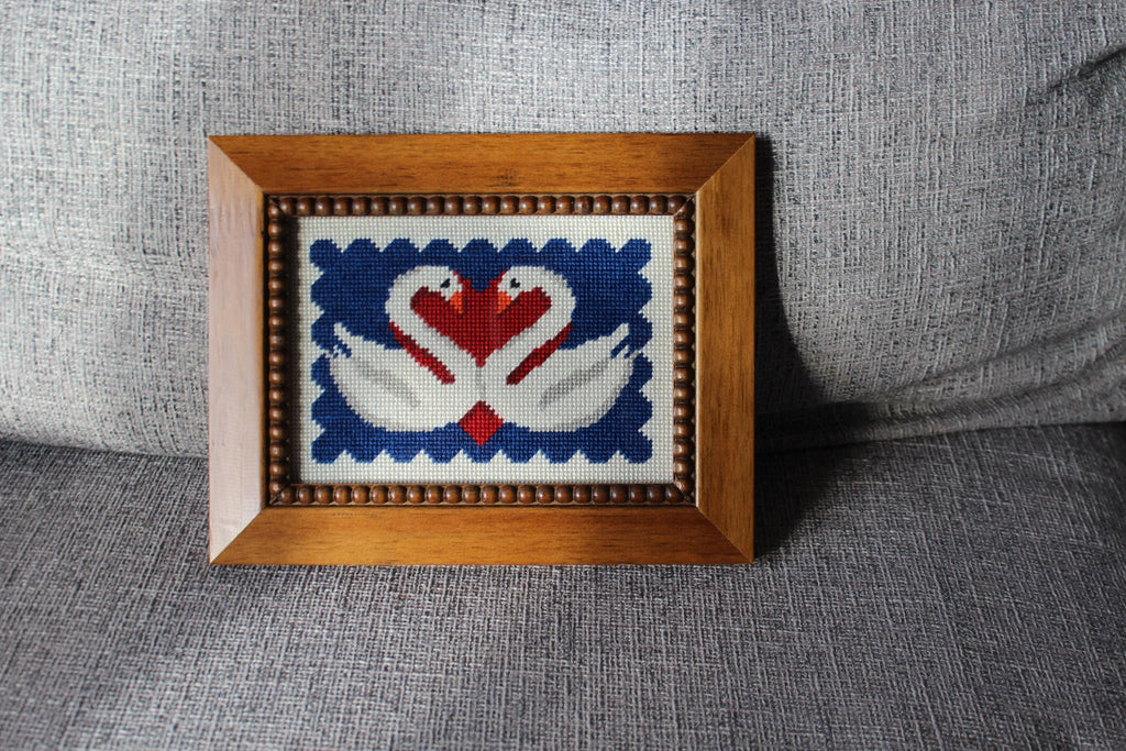 Valentines Swans in Blue - Digital Needlepoint Chart