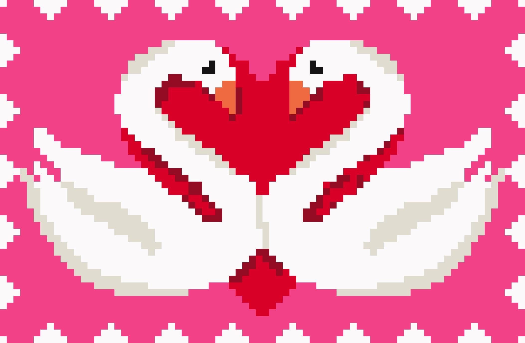 Valentines Swans in Pink - Digital Needlepoint Chart