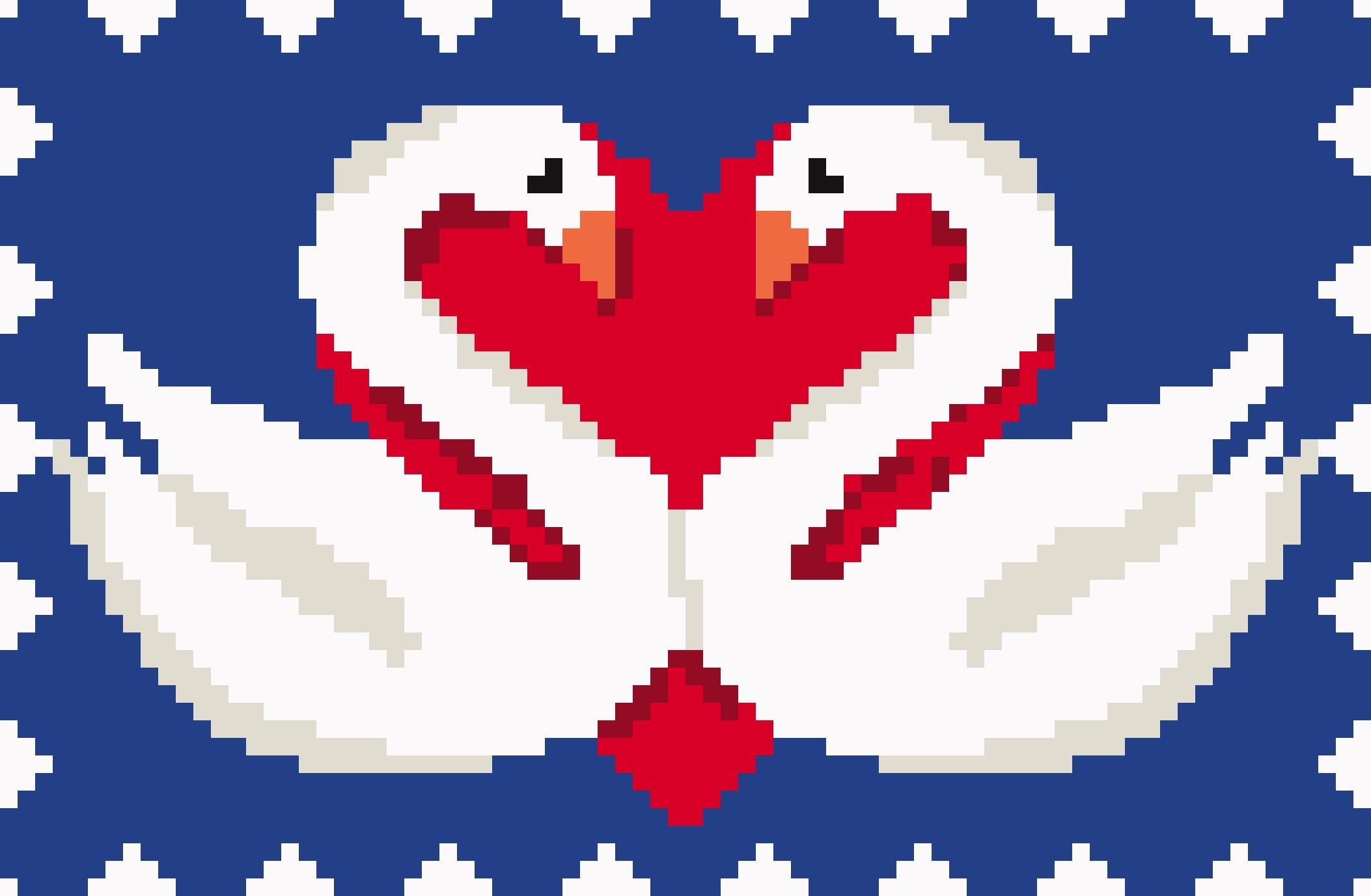 Valentines Swans in Blue - Digital Needlepoint Chart