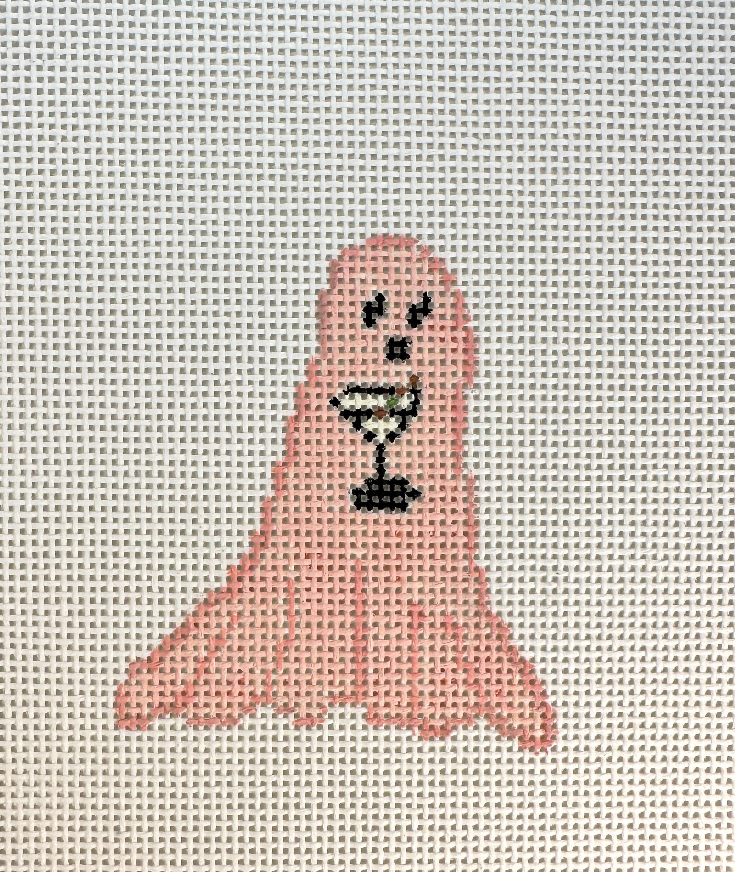 Ghost holding a martini hand painted needlepoint canvas on 13 mesh *Wholesale*