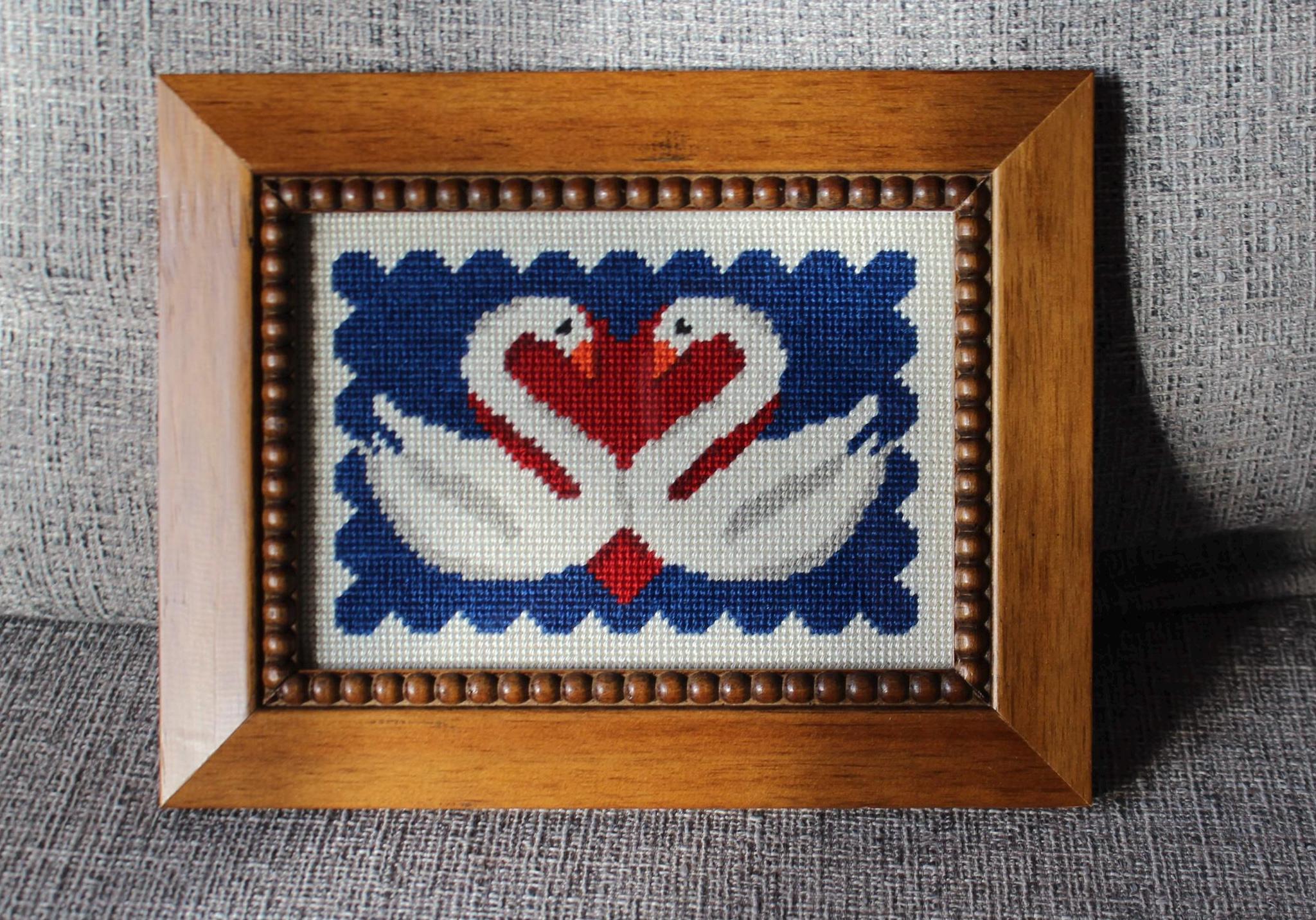 Valentines Swans in Blue - Digital Needlepoint Chart